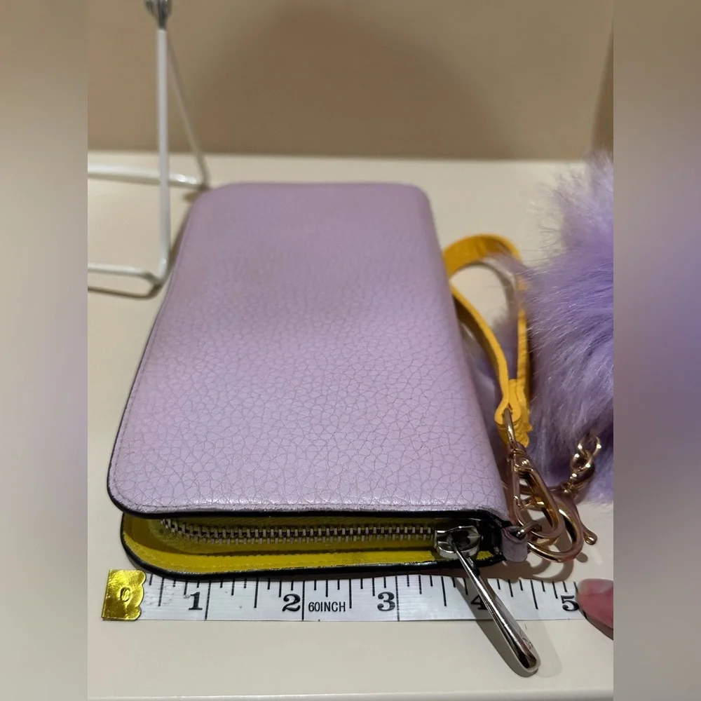Christian Dior Lavender & Yellow Large Zip Wallet W/added Wristlet *RARE*